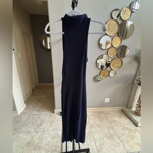 Zara Blue Ribbed Halter Maxi Dress